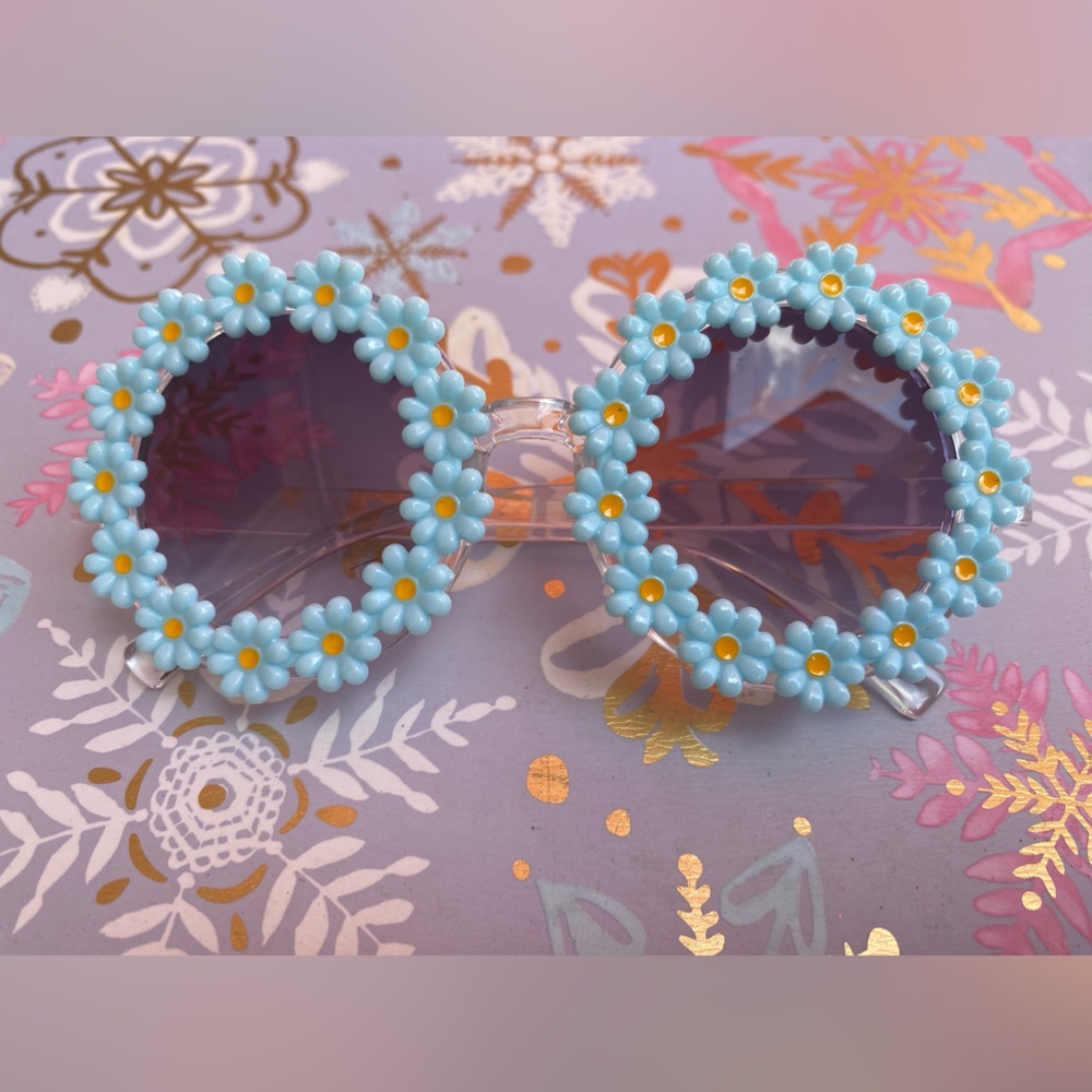 Daisy teal Flowers kids Sunglasses